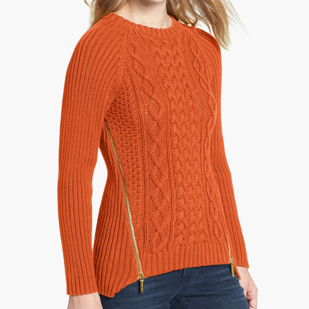 Michael Kors Side Zip Cable Knit Sweater